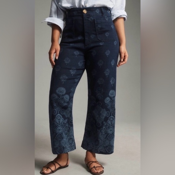 Maeve Dark Blue Colette Shu Cropped Wide Leg Jeans - Picture 2 of 9